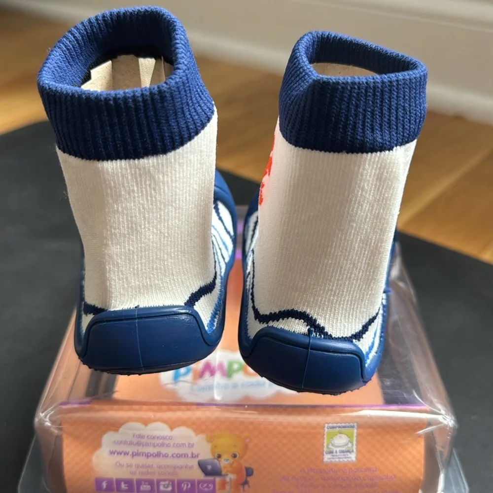 NIB Pimpolho Baby Sock Shoes Size 4 – Nautical Crab First Walkers 9-12 Months